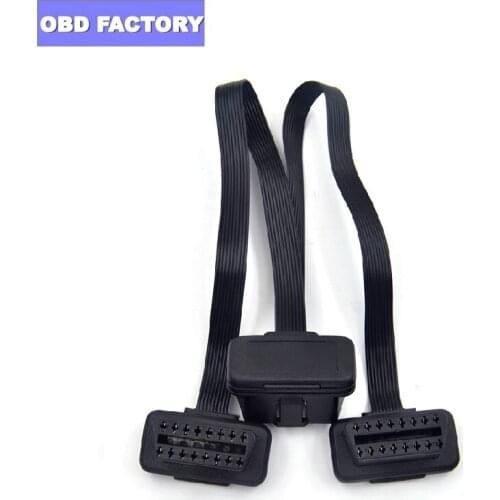 OBD2 16PIN Male to Dual Female Cable OBDll 16 Pin ELM327 Male To Dual Female Y Splitter Elbow Y- Spliter Dual Connector