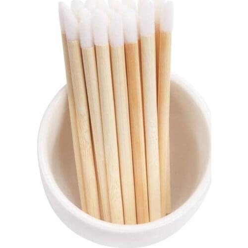200pcs High Quality Women Eyelash Brush Disposable Bamboo Handle Mascara Wand Brush Lip Gloss Wands
