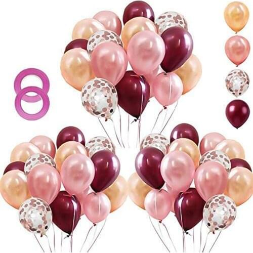 62Pcs/Bag Burgundy Pink Balloon Set Rose Gold Ballon Garland Suit Weds Deco Birthday Party Decoration Girl Baby Shower Arches