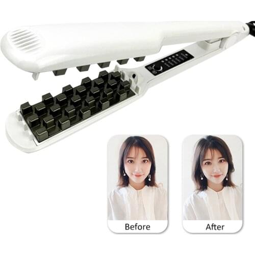 Corrugated Hair Crimping Iron Electric Hair Fluffy Tool 5 Adjustable Temperature Suit For Thin Soft Hair Anti-Winding No Damage