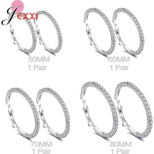 Hot Fashion 925 Sterling Silver Circle Earrings Wedding Engagaement Party Jewelry Earring Mixed Size Brinco
