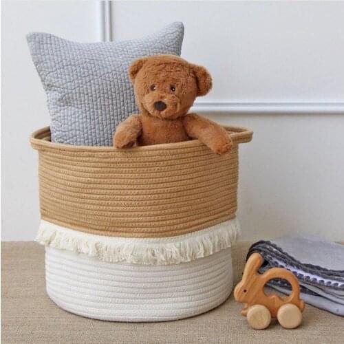Cotton Thread Tassel Storage Basket Foldable Dirty Clothes Sundries Toys Storage Baskets Laundry Container Barrel Home Basket