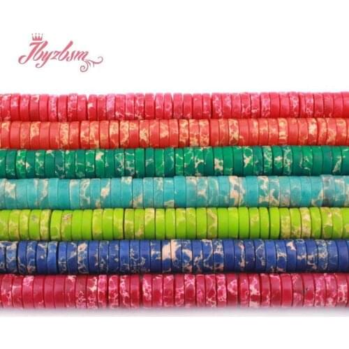 3x10mm Natural Sea Sediment Red Blue Green Orange Ronedlle Loose Stone Beads For DIY Jewelry Making Necklace Bracelet Strand 15"