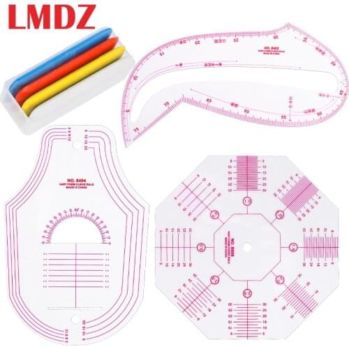 LMDZ French Curve Ruler Tailor Chalk Sewing Ruler Chalk Pencil Measure Ruler for Patchwork Cloth Cutting Design Template Tools