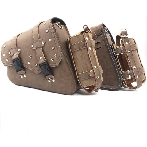 Motorcycle Brown Saddlebag Swingarm Solo Bag w/ Cup Holder For XL Dyna Softail Scout Sixty Bobber R nineT Vulcan Shadow Thruxton