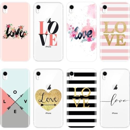 Soft Phone Case For iPhone 6 S 6S 7 8 X XR XS Max Stripe Pink Love Heart Silicone Back Cover For Apple iPhone 6 S 6S 7 8 Plus