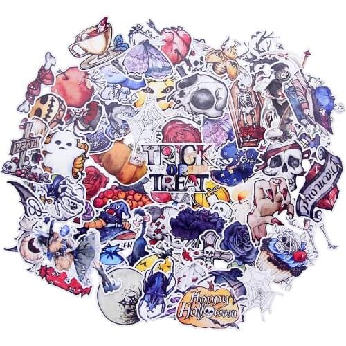 Halloween Horror Scary Sticker Pack Pumpkin Bones Bat Witch Waterproof Vinyl Party Favors Sticker Set for Kids Children Teens