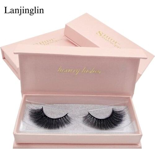 LANJINGLIN 1 pair mink eyelashes false eyelash natural long 3d mink lashes black hand made eyelash extension makeup #69