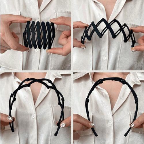 2021 New Women Girls Portable Stretch Fold Hairbands Sweet Headband Convenience Hair Hold Hoop Decorate Fashion Hair Accessories