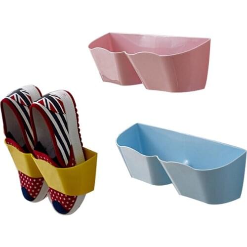 New desihn Paste Wall Hanging Shoe Shelf Creative DIY Shoe Storage Rack Shoe Hanger Candy Colors Paste Hanging