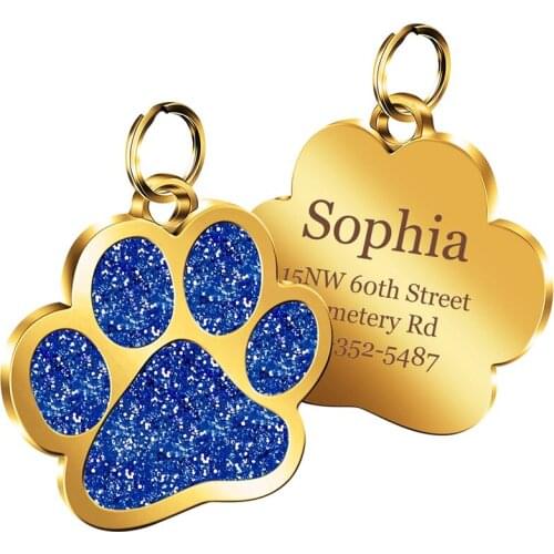 Personalized Dog Cat ID Tag Anti-lost Pet Name Tags Plates Not Support Engraving Dogs Cats Nameplate Pendant Paw Shape