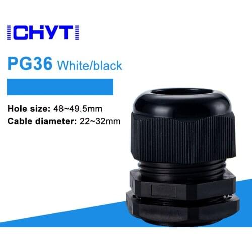 PG36 M40*1.5 Waterproof Cable Gland 1piece Cable entry IP68 PG7 for 3-6.5mm White Black Nylon Plastic Connector