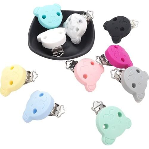 Chenkai 50PCS Silicone Bear Clips Baby Animal Pacifier Clip Dummy Smoother Holder For DIY Infant Chewable Pacifier Chain Gift