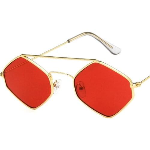 Steampunk Polygon Diamond Shaped Shades Women Men Small Metal Frame Sun Glasses Hip Hop Clear Ocean Lenses Oculos De Sol UV400