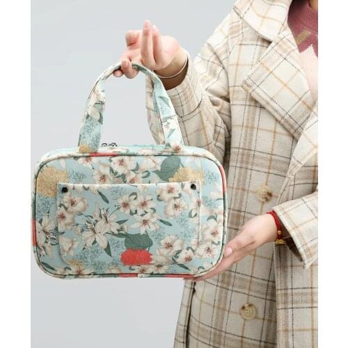 Portable Crochet Hook Case Knitting Needles Organizer Zipper Bag Storage Tote with Web Pockets & Slots Oxford Fabric Case