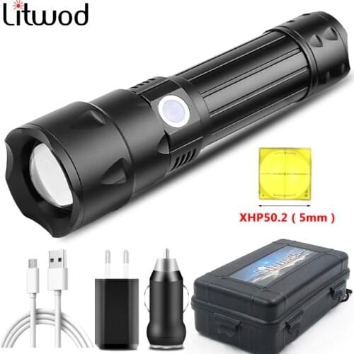 Xhp50.2 LED Flashlamp With Zoom 18650 Or 26650 Battery Flashamp USB Rechargeable Aluminum Adjustable Single-mode On/off Lantern