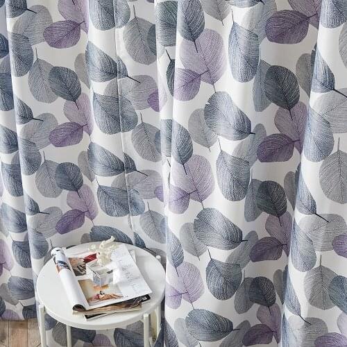 Blackout Curtains Leaves Printed Living Room Darkening Window Treatment Bedroom Four Seasons Decoration Kitchen Drapes