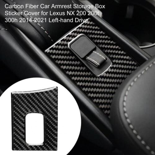 Carbon Fiber Car Armrest Storage Box Sticker Cover for Lexus NX 200 200t 300h 2014-2021 Left-hand Drive Interior Stickers