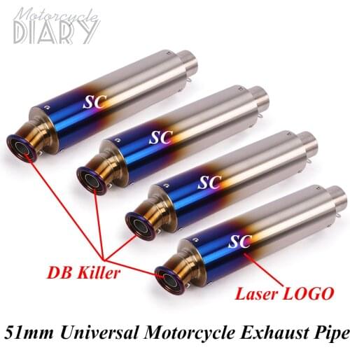 51mm Motorcycle Exhaust Muffler Pipe Universal DB Killer Modified Escape Moto For Benelli Trk 502 ARRO Nmax Xmax Ktm PitBike Leo