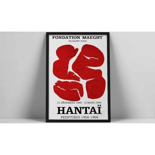Simon Hantai Museum Exhibition Poster Blood Red Abstract Style Art Canvas Painting Home Decor Wall Accessories Living Room Print