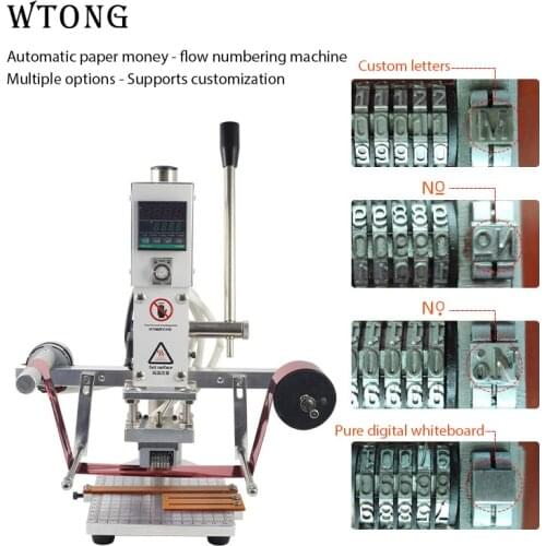 WT-90E manual numbering machine automatic foil paper series coding machine foil stamp heat press all-in-one machine customizable