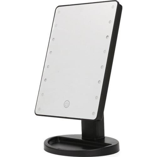 LED Touch Screen Makeup Mirror Professional Vanity Mirror with 16/22 LED Lights Adjustable Countertop 180 Rotating Make Up Tool