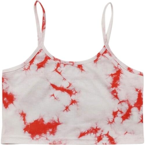 Women Spaghetti Strap Camisole Harajuku Rainbow Gradient Ribbed Crop Top Vest