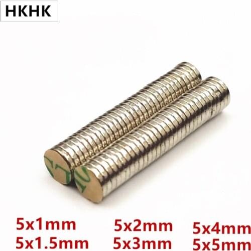 10/100 Disc magnet 5x1 5x1.5 5x2 5x3 5x4 mm Belt with 3M self - adhesive NdFeB magnet Dia 5mm neodymium magnet Magnetic standard