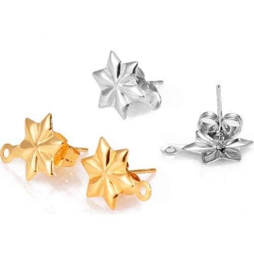 10Pcs/Lot Fashion Stainless Steel Mini Star Stud Ear Hexagram Studs Earrings DIY Jewelry Making Findings