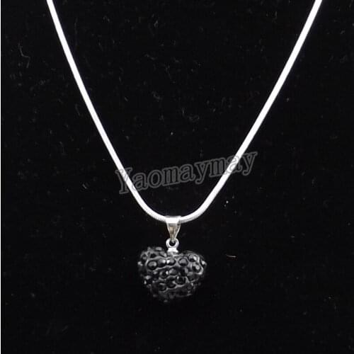 10pcs/Lot Black Love Heart Rhinestone Charm Silver Plated Necklace Womens Choker Free Shipping