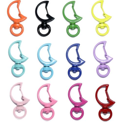 10pcs High Quality Colorful Key Chain Ring Metal Lobster Clasp Moon Clips Bag Car Keychain DIY Creativity Accessories Key Hooks