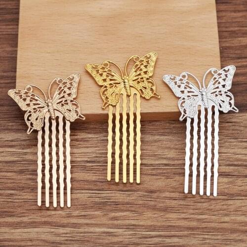 10 Pieces Vintage Butterfly Metal Copper Hair Comb Hair Clips Insert Metal Comb Hair Accessories For Women
