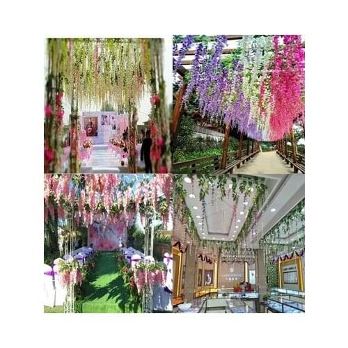 12pcs/lot Bride holding flowers wedding decoration 3forked Bean flower vine artificial flowers wedding table flowers TONGFENG