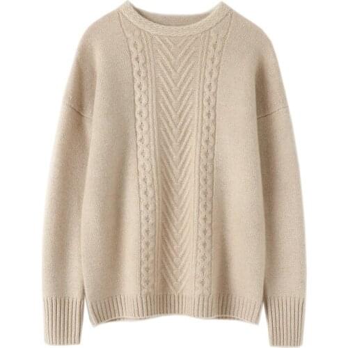 2020 Autumn Winter New Fashion Large Size Warm Knitwear 100% Cashmere Sweater Woman Crew Neck Long Sleeve Thick Pullovers