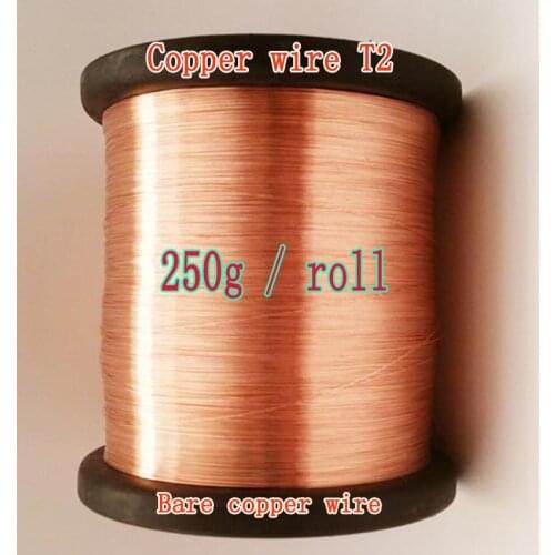 250g/roll T2 bare copper wire 0.16/0.2/0.3/0.4/0.5/0.6/0.7/0.8/1.0/0.9/1.2/1.5/1.8/2/2.5/3mm Red copper Line without insulation