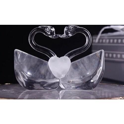 10PCS Crystal Kissing Swans In Gift Box Wedding Party Giveaways Crystal Gift Bridal Shower Favors
