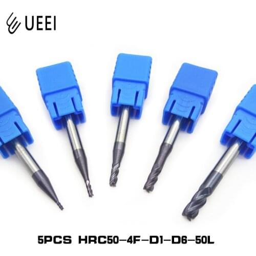 5pcs Flat Endmills End Mill HRC50 D1-D6 50L 4Flute Extra Long Solid Carbide Aluminum Cutter CNC Lathe Milling Cutter Tools