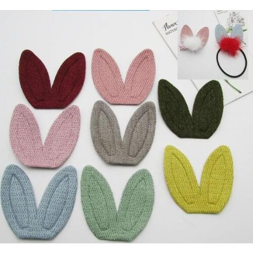 50pcs/lot 5cm Mix Color wool Rabbit ear Shape Padded Appliques For Kid DIY Garment Patch And Children Hair Accessories
