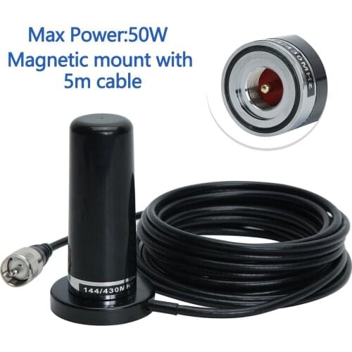 Vehicle Ham Mobile Radio Antenna VHF UHF 144/430MHz with Magnetic Base PL259 Malefor Car Truck Amateur Radio Marine VHF Radio
