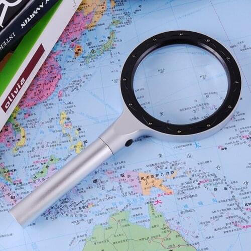 Bossile 10 times handheld magnifying glass high magnification 20 times old people reading genuine led extra large with light