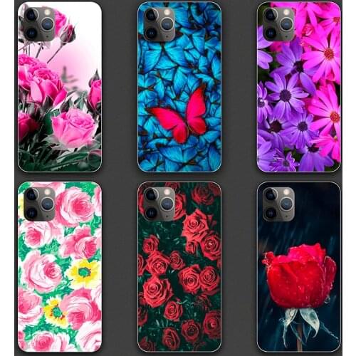 Cover phone Case For iPhone 11 Por Max X XR XS Max 8 7 6 6S Plus 5C Ipod Touch 5 6 7 beautiful flower Black TPU Phone cases