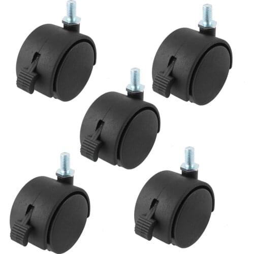 CNIM Hot 8mm Threaded Stem 2 Inch Dia Wheel Chair Swivel Caster With brake 5 Pcs Black
