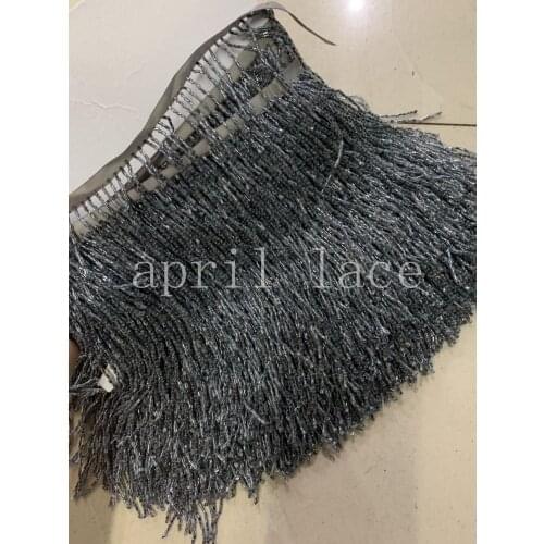 Cou008 # 5 yards/bag 15 cm width grey color beads ribbon fringe tassel for decorative/wedding bridal ball gown dress