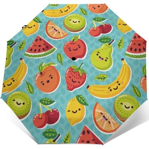 Colorful Fruit Windproof Automatic Folding Inverted Umbrella Portable Paraguas for Man Woman