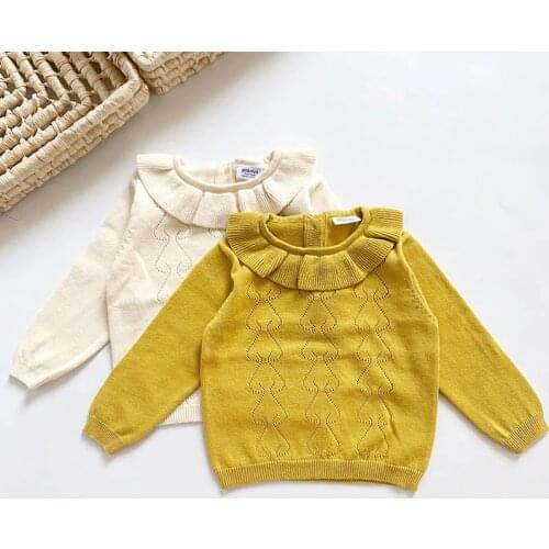 Spring Autumn Baby Kids Girls Long Sleeve Pure Color Knit Sweater Baby Kids Girls Pullover Sweaters Childrens Clothes