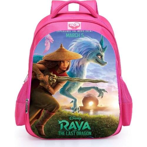 Disney Raya and The Last Dragon Backpack Pink Girls Cartoon Lovely Princess School Bags Primary Daily Mochilas