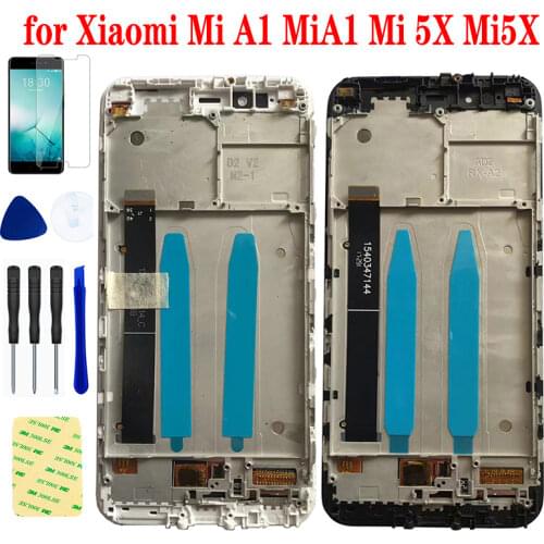 For Xiaomi Mi A1 MiA1 Mi 5X Mi5X Touch Screen Digitizer Glass Sensor Panel + LCD Display Screen Monitor Module Assembly + Frame