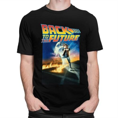 Retro Back To The Future T Shirt for Men 100% Cotton Casual T-shirt Short Sleeve Sci-fi Adventure Movie Tee Tops Clothing Gift