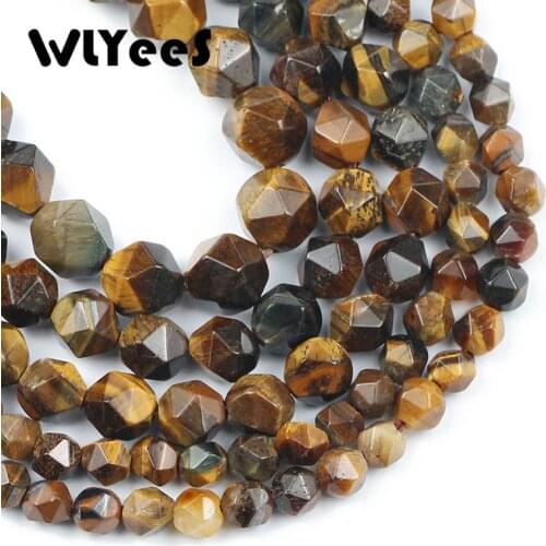 Natural Yellow Tiger Eye Faceted Stone Beads 6 8 10MM Loose Beads for Fashion Jewelry Making Accessories Bracelet Earring DIY