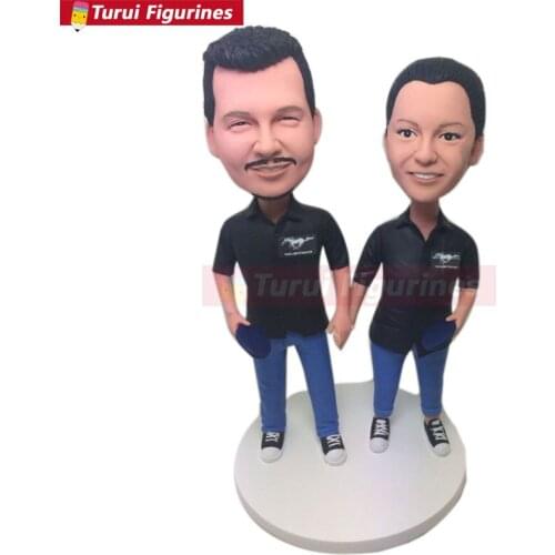 GT Mustang Fans Personalized Gift Bobble Head Clay Figurines Based on Customer' Photos Birthday Party Cake Topper Husband Boyfri